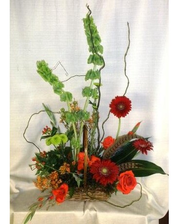 Fall Basket with Feathers